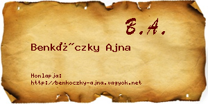 Benkóczky Ajna névjegykártya